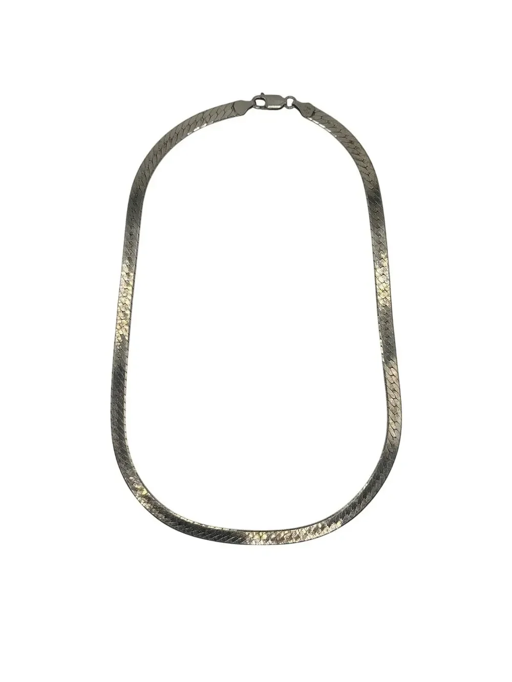 Vintage 925 Italy Sterling Silver Herringbone Chain Necklace 18